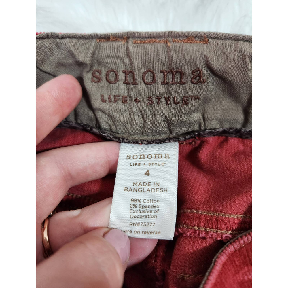 Sonoma Women's‎ Red Cotton Solid Five Pockets Jeans Pencil Skirts Size 4 - Picture 3 of 5